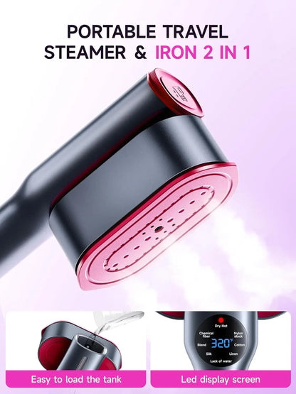 2-in-1 Steamer & Iron for Clothes,15s Fast Heat-up 1200W Portable Handheld Garment Steamer,Travel Size with Large Ceramic Heat